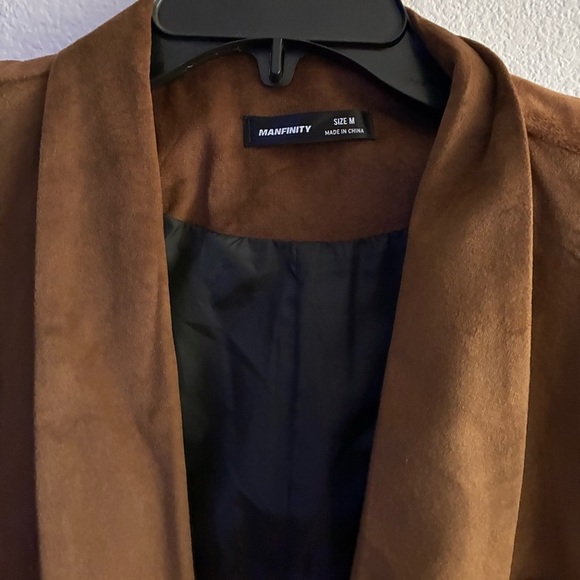 🆕 Manfinity Mode Men's Single Button Suit With Shawl Collar Brown🆕 - Picture 10 of 16